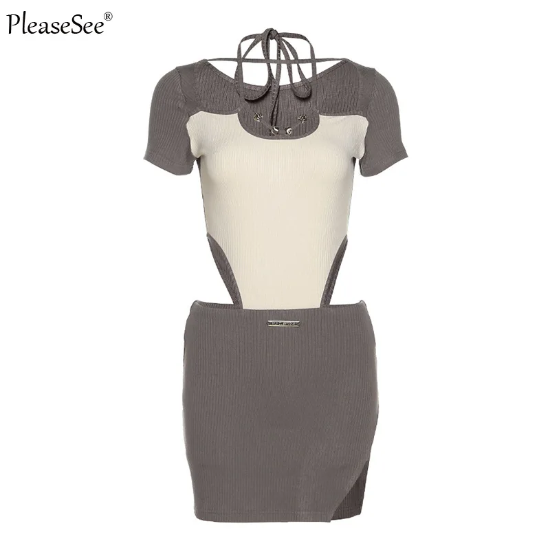 Уличная одежда сексуальное женское мини-платье из двух частей Новинка лета 2022