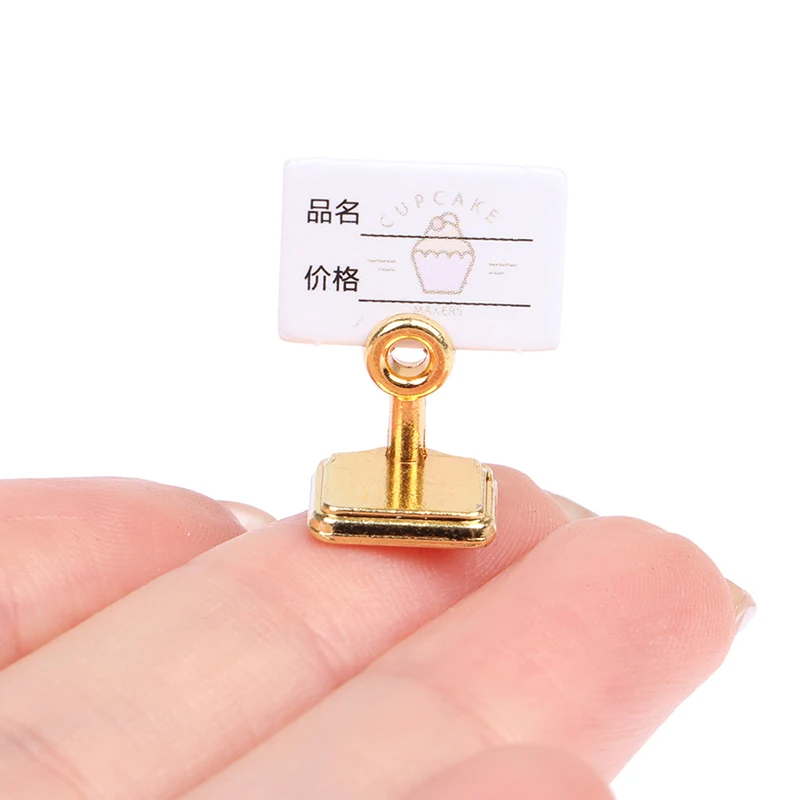 

1:12 Dollhouse Miniature Price Tag Card Metal Holder Stand Model Supermarket Bakery Cake Dessert House Coffee House Decor