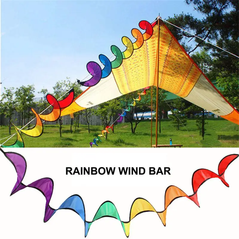 

Simple Courtyard Decoration Two Hooks Bunting Wind Tube Outdoor Wind Strip Fabric Triple Colorful Wind Strip Foldable Pvc