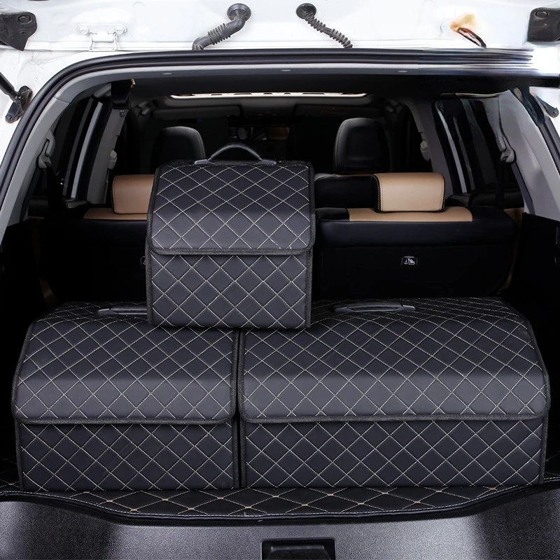 

Car Trunk Organizer Box Large Capacity Auto Multiuse Tools Storage Bag Stowing Tidying Leather Folding for Emergency Storage Box