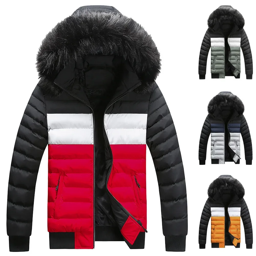 Autumn/Winter Men's Thickened Fleece-Lined Hooded Jacket Casual Fashionable Cotton Coat Trendy Brand Winter Clothing