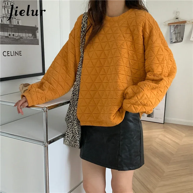 Женская свободная толстовка с круглым вырезом и длинным рукавом