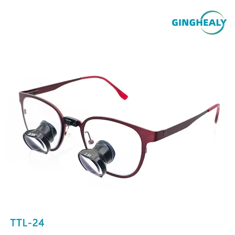 Фото Лупы Галилеевы Ginghealy 24 TTL 2.5X/3.0X/3.5X с индивидуальной IPD-настройкой, стоматологические хирургические увеличительные очки с прозрачными квадратными линзами и титановой оправой №1