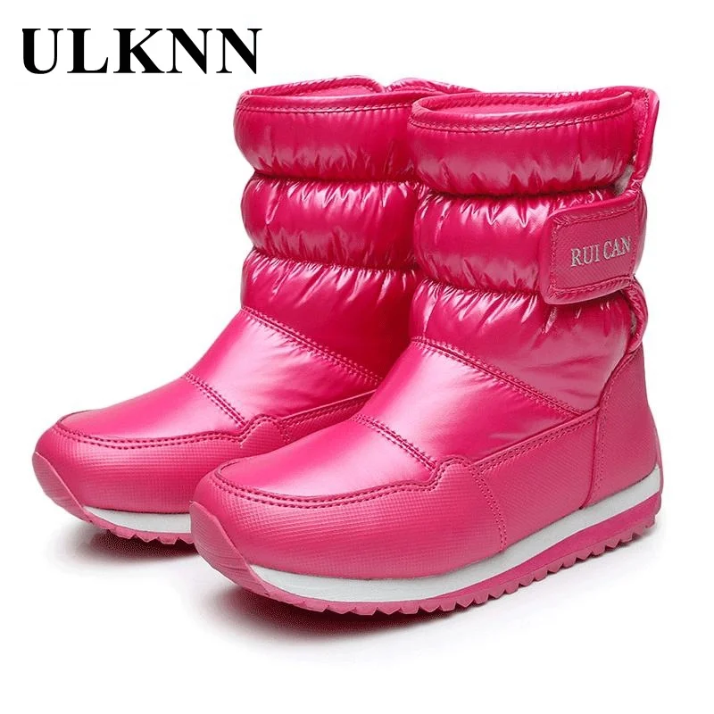 

NEW Kids Shoes Winter Boots For Boy Waterproof Pu Upper Baby Girls Child Plus Velvet Thickened Footwear Non-Slip Warm