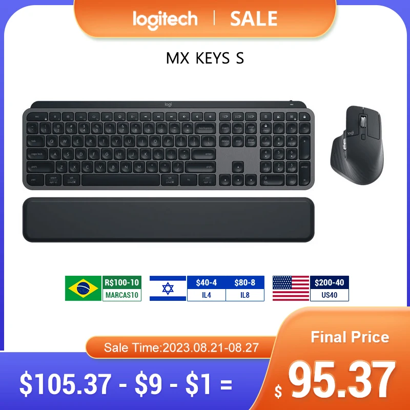 Logitech MX KEYS S Wireless Bluetooth Keyboard Logi Bolt USB Office Gaming Keyboard for Windows IOS Android MX Master 3S Mouse