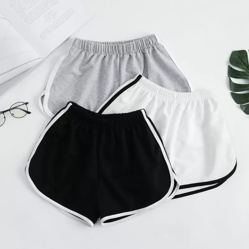 

Striped Solid Sports Shorts Women Fashion Simple Loose Shorts Woman Daily Casual Slimming Shortss Ladies High Waist Summer 2021