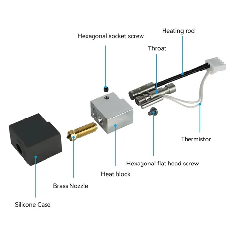 1/2 комплекта Hotend для 3D-принтера Anycubic Kobra S1, печатающая головка J-образной головки для Kobra S1 Combo S1C, латунная насадка из твердой стали с горячим концом