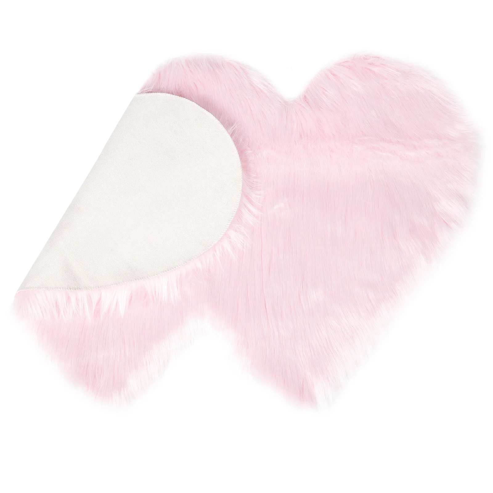 

Supple Wool Fluffy Bedroom Fuzzy Heart Shaped Rug Double Heart Area Rug Carpet Bed Side Floor Cushion