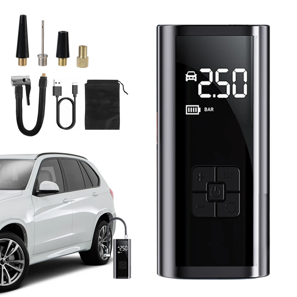 Беспроводной насос для шин портативный воздушный компрессор с ЖК дисплеем