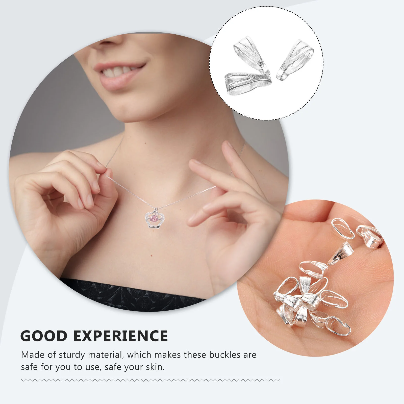 200 Pcs The Chain Bails Jewelry Making Locket Necklace Pendant Clasps Connector Iron Connectors