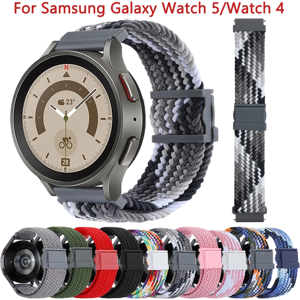 

Ремешок нейлоновый для Samsung Galaxy Watch 5 Pro, браслет с магнитной застежкой для наручных часов, 45 мм 40 мм 44 мм, 20 мм, 4 классические, 42 мм 46 мм