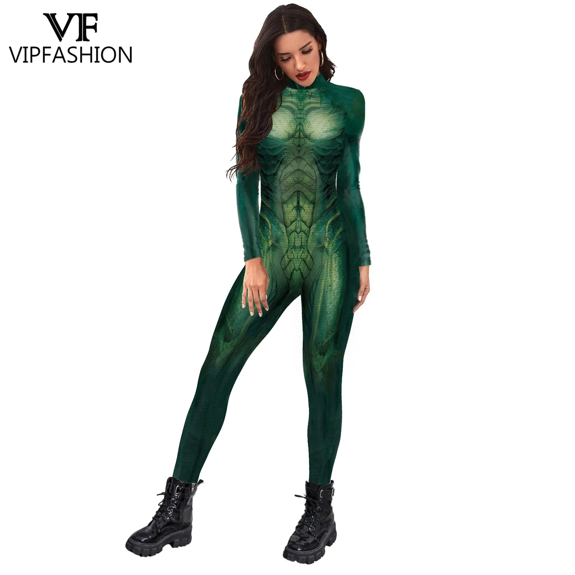 VIP FASHION Funny Animal Snake Tiger Fox Pattern Printed Pet Zentai Suits Halloween Party Carnival Costumes For Women Bodysuits