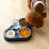 3 in 1 stainless steel pet dog feeder bowl with dog water bottle cat automatic drinking cat food bowl pet feeder