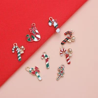 10 pack new enamel christmas cane collection earrings necklace pendants diy ornaments make christmas party gifts wholesale