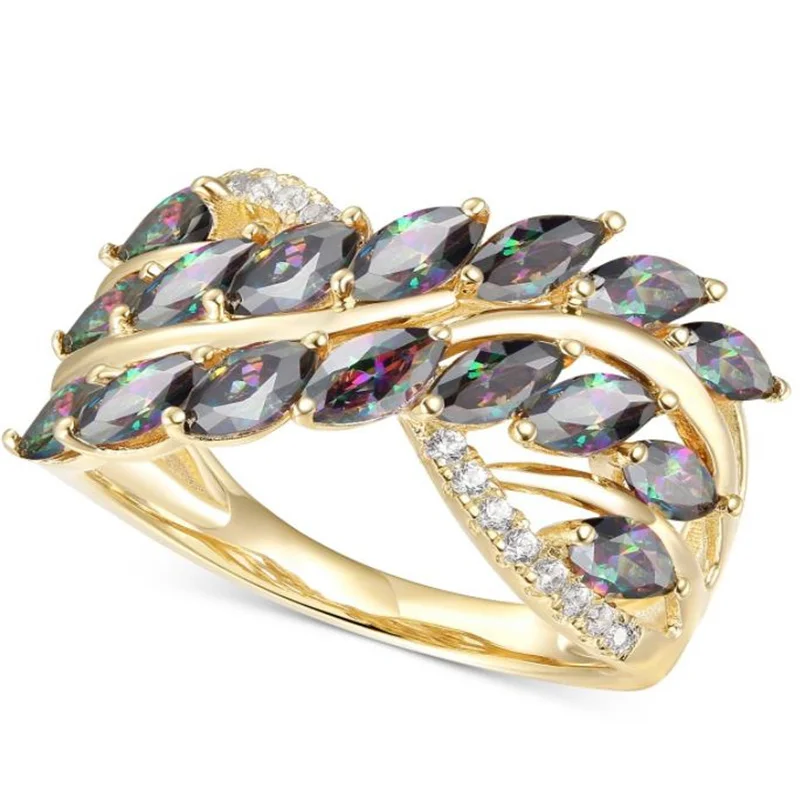 

Interlaced Gold Water Drops, with White Zircon Horse Eye Ring, Suitable for Women's Wedding Party Jewelry High Quality Jewelry