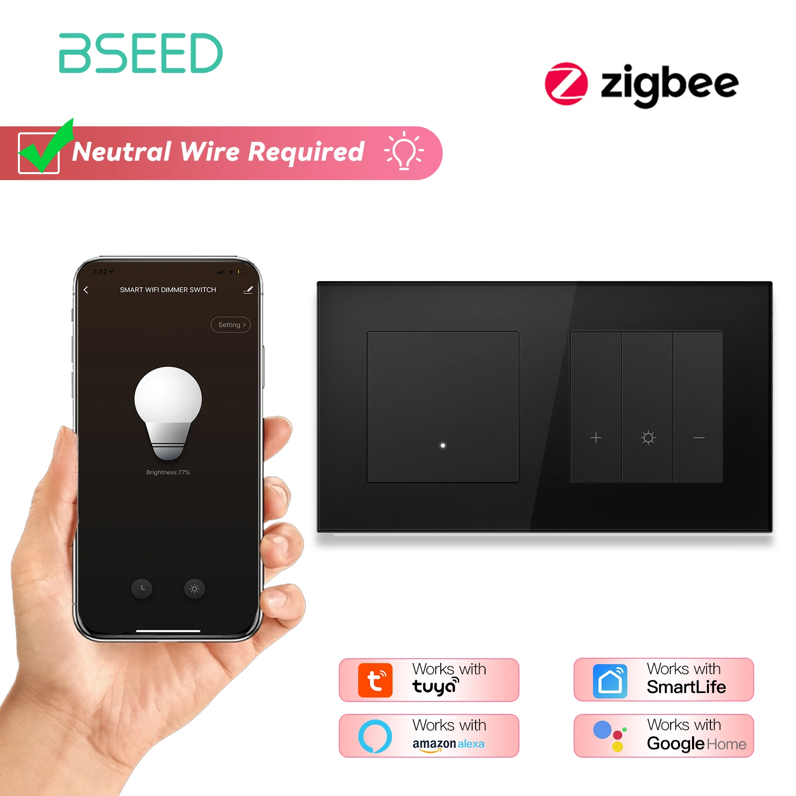 

BSEED Zigbee Умный выключатель света с розеткой