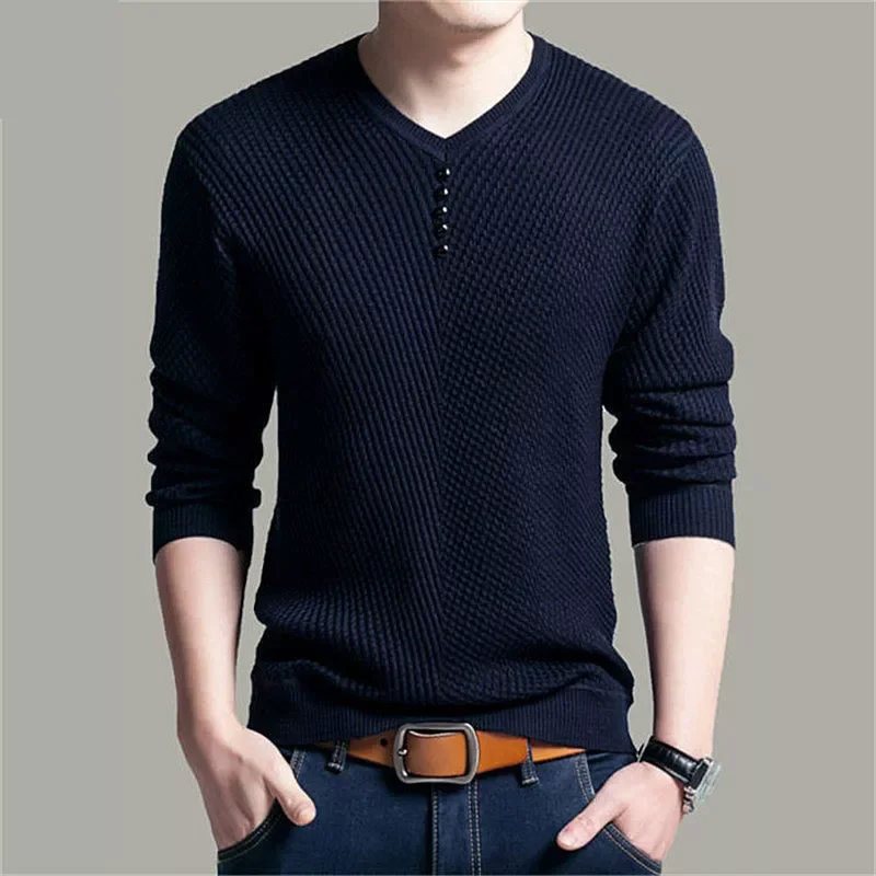 

2023NEW Autumn Sweaters Pullover Men V Neck Men Sweater Casual Long Sleeve Brand Mens Slim Fit Knitted Sweaters Pullovers