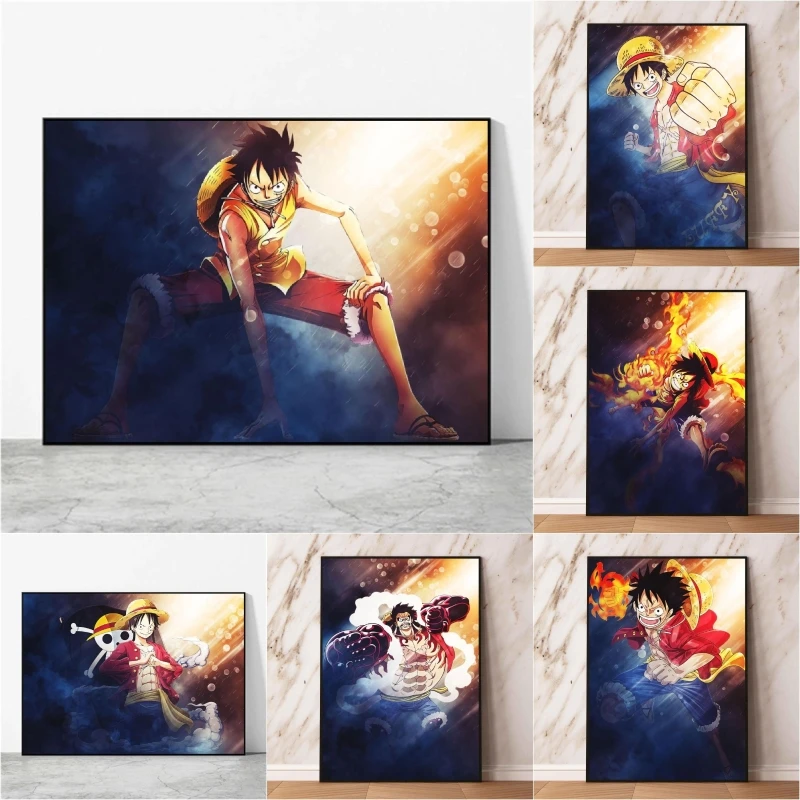 

Canvas Posters Hot-Blooded Anime One Piece Luffy Sanji Hd Painting Picture Suitable for Children Room Christmas Decor