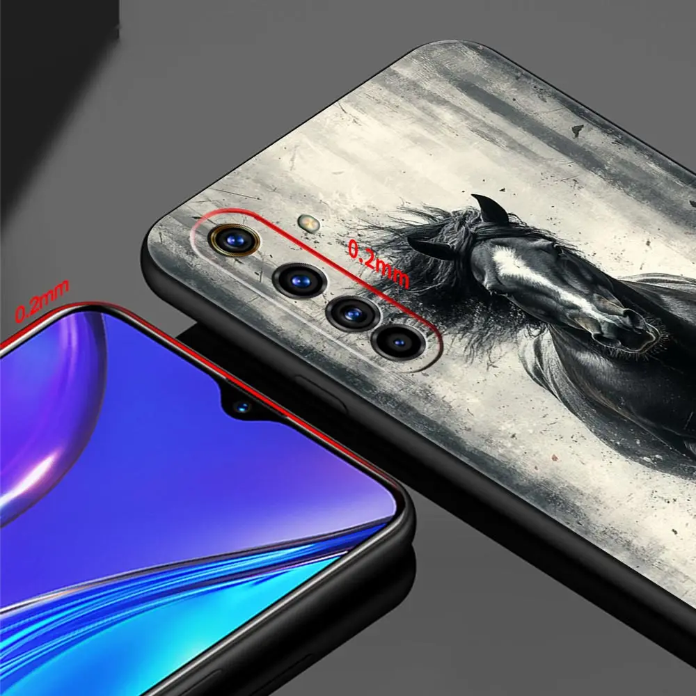 Фото Чехол для телефона Realme 12 11 Pro Plus 6 7 8 9 10 C35 C53 C55 C67 8i 9i GT2 GT3 GT5 GT Neo 2 3 5, чехол с изображением скачивающихся лошадей №3