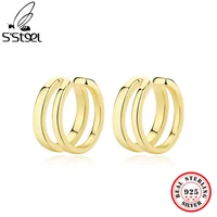 ssteel sterling silver 925 double layer clip earrings for women minimalist earcuffs earring designer accessories fine jewelry