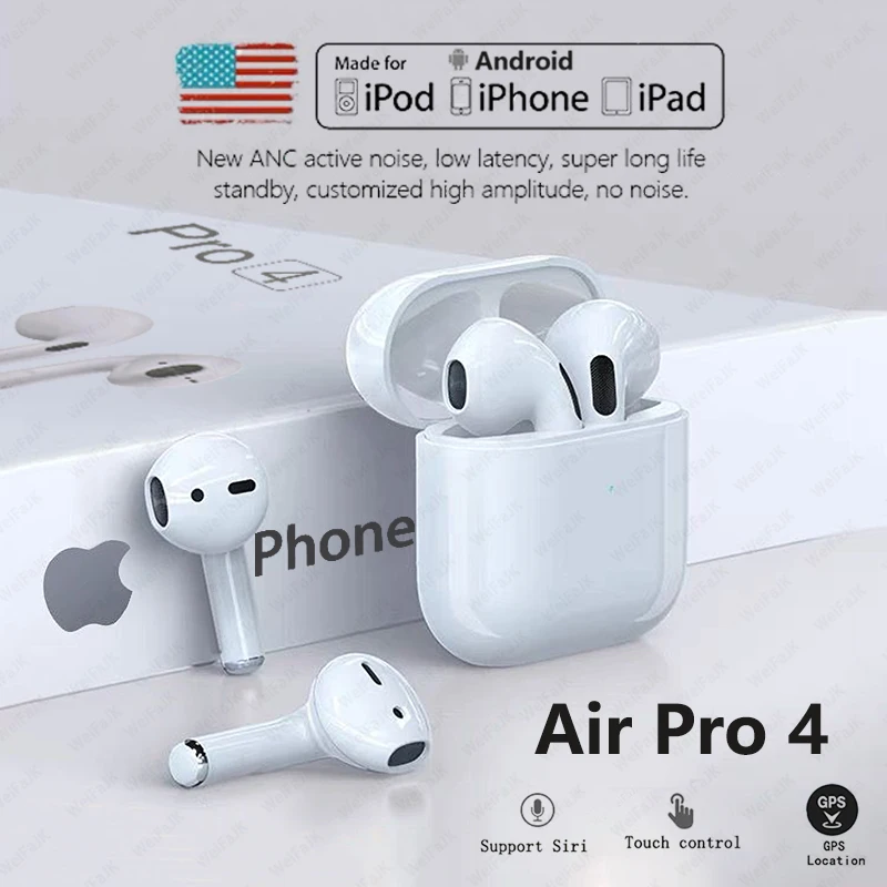 

Оригинальные Apple AirPods Pro 4 TWS беспроводные наушники Bluetooth 5,0 наушники в ухо наушники игровая гарнитура для Xiaomi iPhone Apple аирподсы наушники