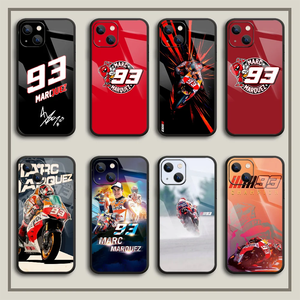 

Marc Marquez Moto Tempered Glass Phone Case Cover For Iphone 6 7 8 11 12 13 14 S X XS XR SE Pro Max Plus Mini Black