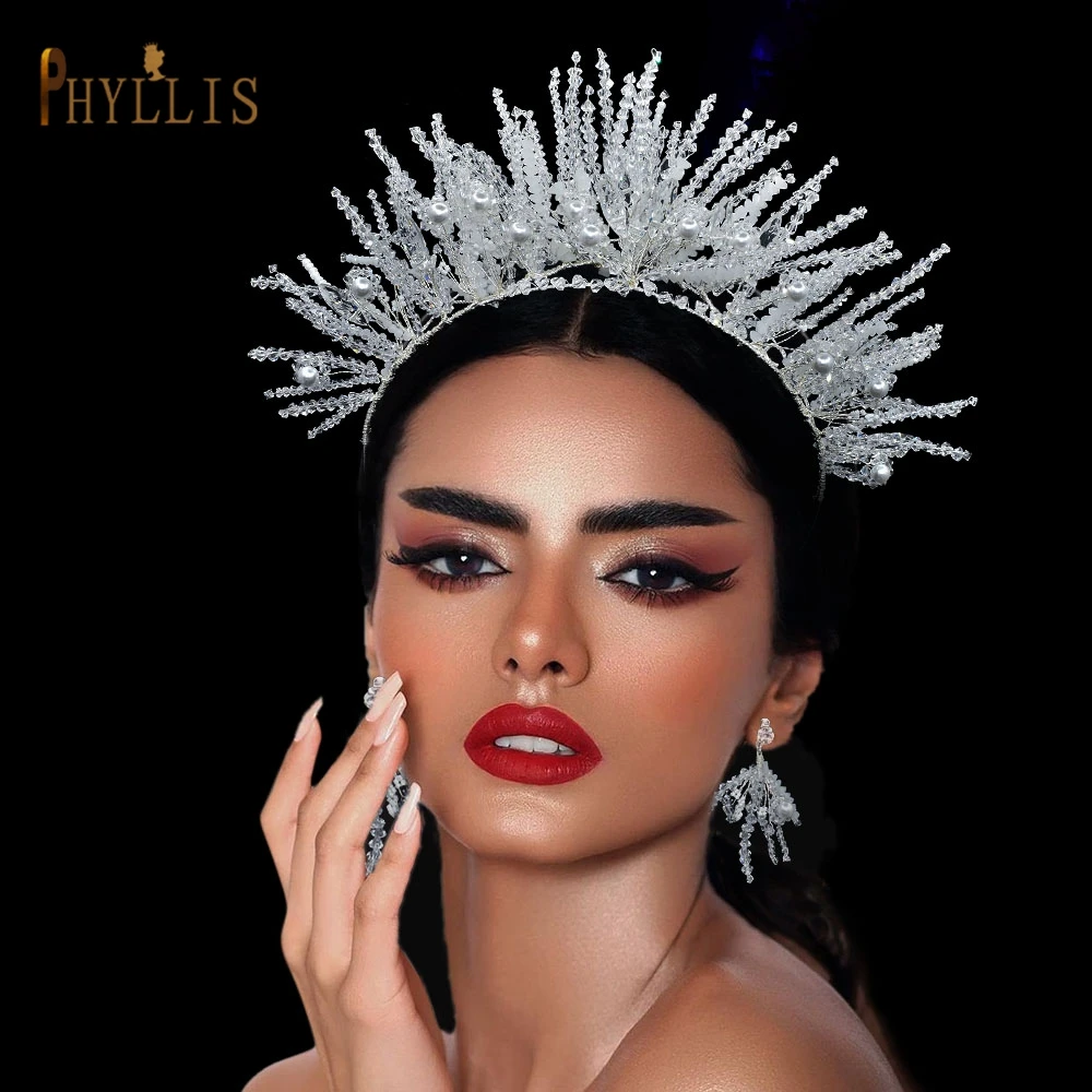 

A292 Crystal Bridal Jewelry Set Handmade Bridal Tiaras Wedding Crown Vintage Women Headband Bridal Headpiece Hair Accessories