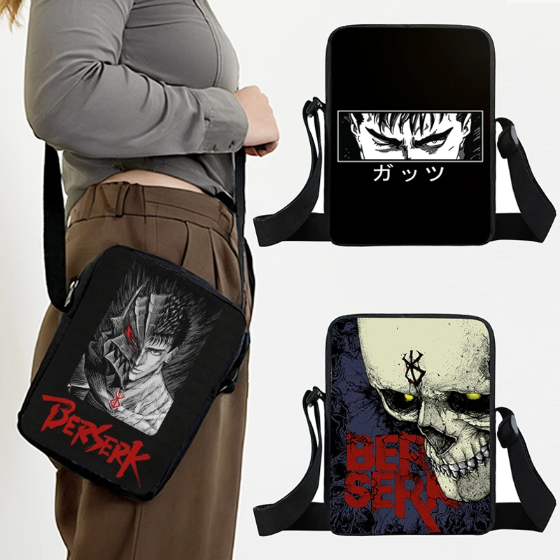 

Anime Berserk Print Crossbody Bags Swordsman Guts Griffith Skull Knight Storage Bag Harajuku Handbag Portable Messenger Bag Gift
