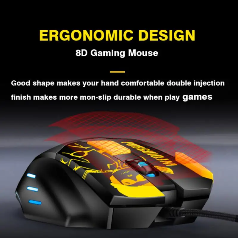 Светодиодная оптическая игровая мышь 4800dpi, интеллектуальное подключение, Rgb, дышащая, эргономичная Механическая мышь, Проводная игровая мышь с Usb-кабелем