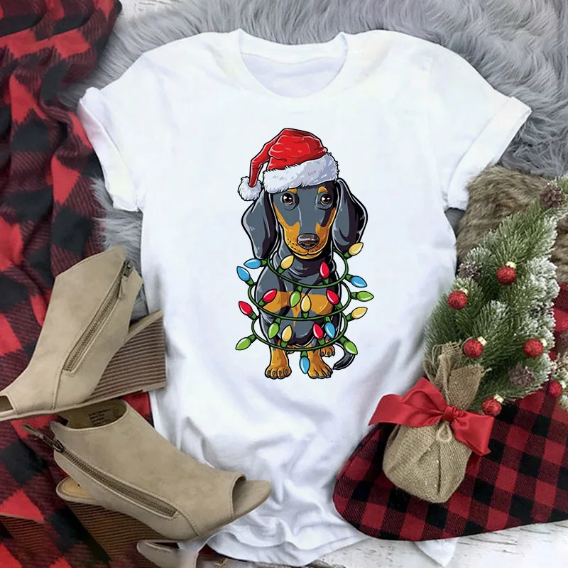 

Футболка женская с принтом лося, милый топ из полиэстера с круглым вырезом и коротким рукавом, в стиле Харадзюку, на лето