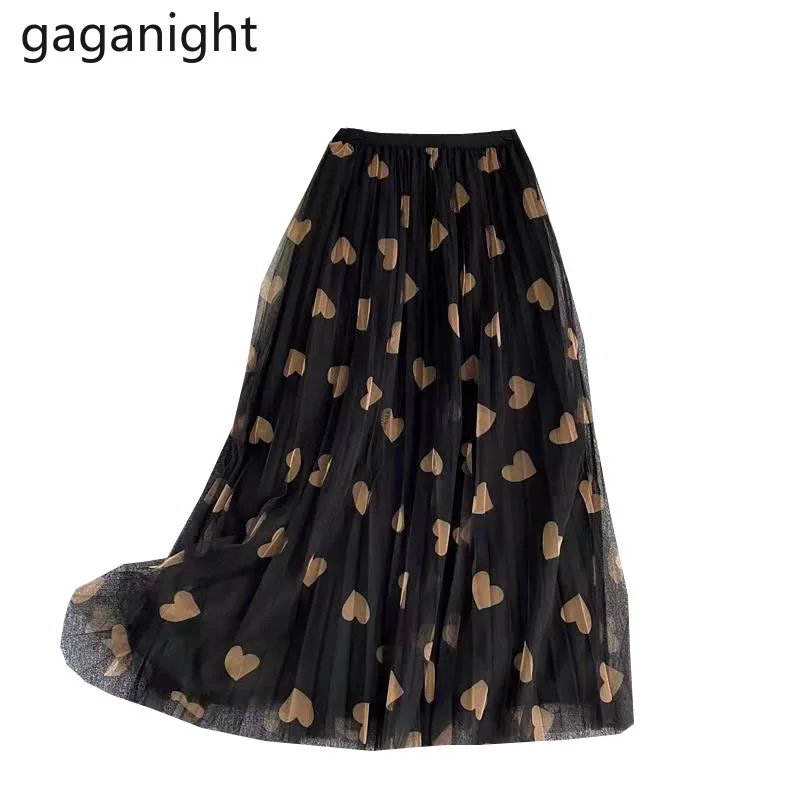 Женская фатиновая юбка миди Gaganight длинная сетчатая в складку с высоким