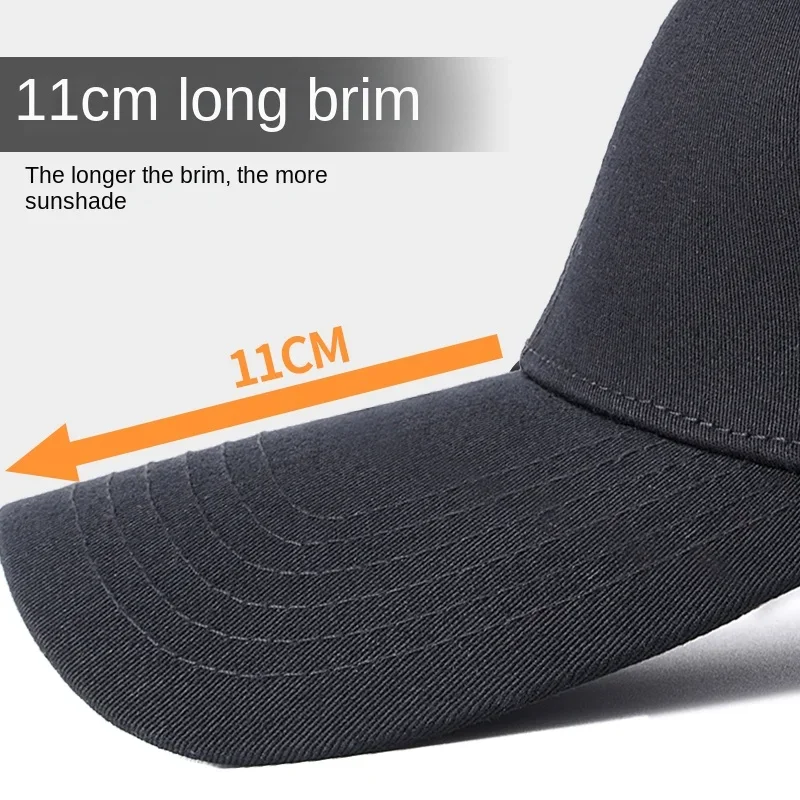XXL Big Head Baseball Cap For Men Extra Long Brim Sun Sports Trucker Hat High Crown Solid Combed Twill Structured Breathable