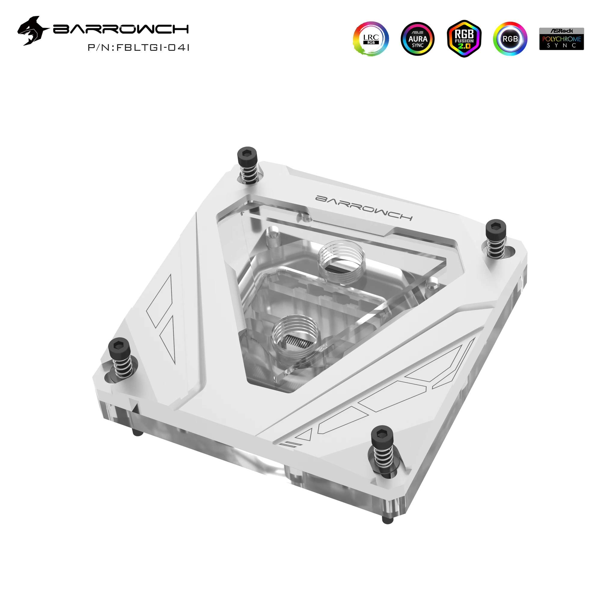 Фото Водяной блок для процессора BARROWCH для платформ Intel LGA 115X/X99/X299/1700/1200, белый, черный, FBLTGI-04I №1
