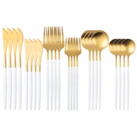 matte gold stainless steel cutlery set spoon set 24 pcs cutlery gold dessert spoon knife fork dinnerware set tableware