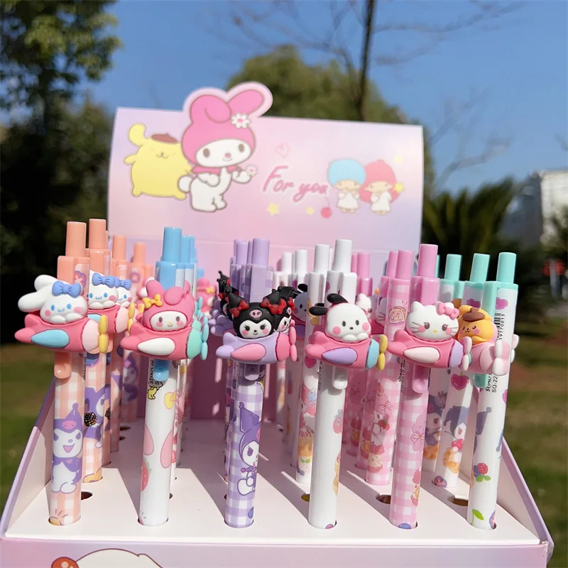 

36pcs Sanrio Unisex Pen Kawaii Carbon Pen Black Pendant Pen Super Cute Girl Heart Cartoon Stationery