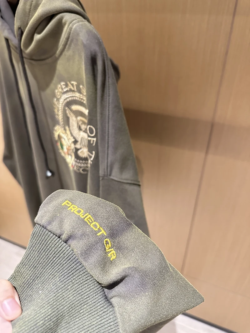 Оливково-зеленый Grailz Project вышитый значок потертый свитшот с распылителем