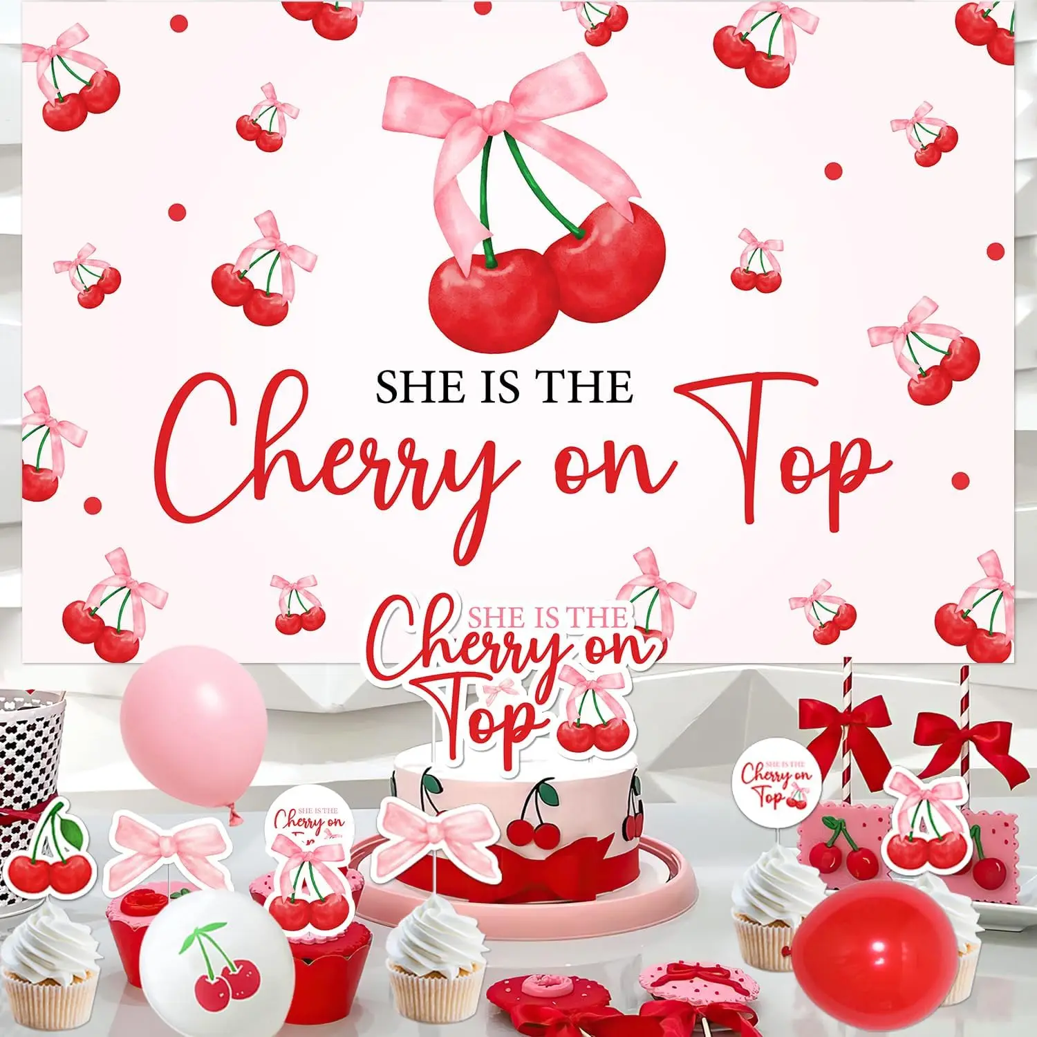 Kreatwow красный кокетливый набор украшений с вишней фруктовая тема фон для