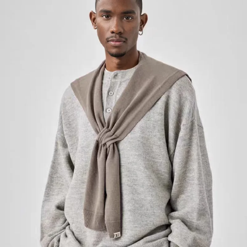 Модный повседневный Нейтральный мужской свитер-поло Y2k с воротником весна-осень