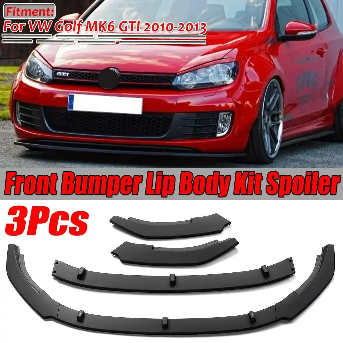 3x диффузор для переднего бампера автомобиля защита губ Volkswagen Golf 6 MK6 GTI GTD 2010-2013