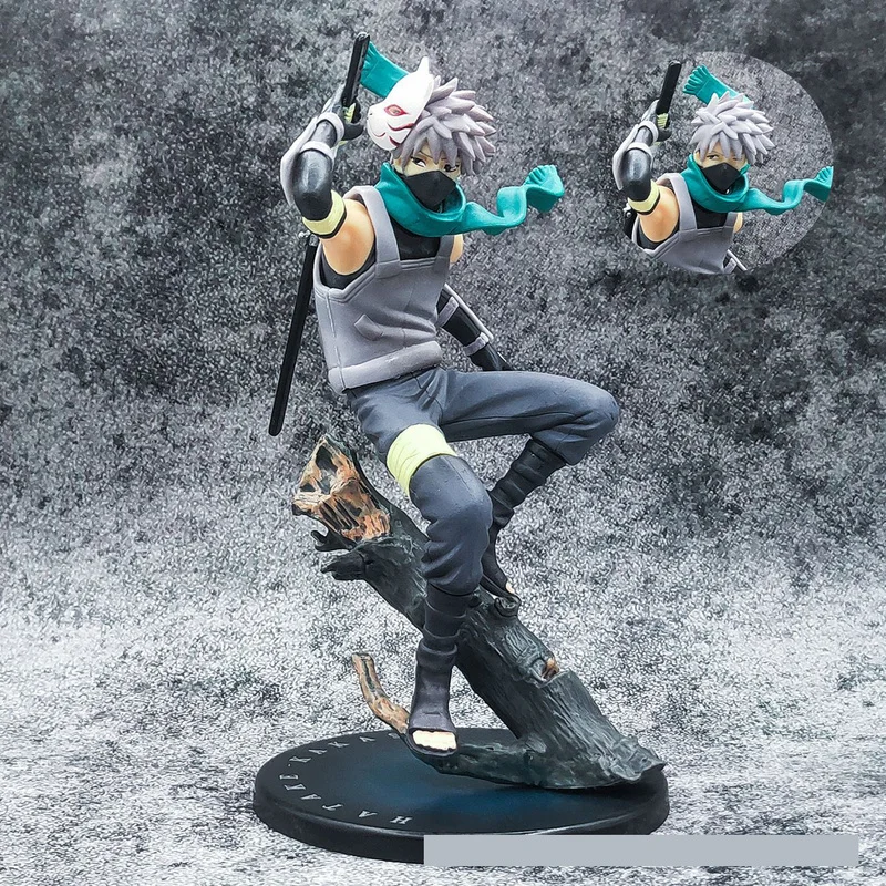 

21cm Anime Naruto Anbu Kakashi Can Change Head Hand-made Boy Movable Doll Car Decoration Ornaments Children's Gift Color Box