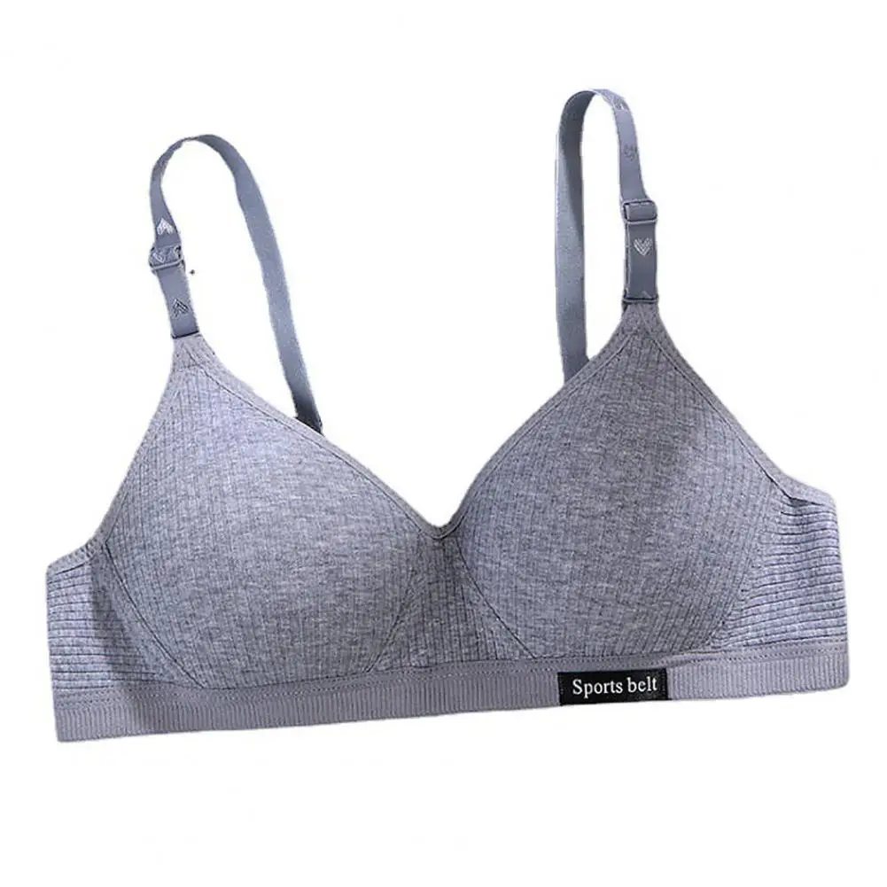 

Lady Bra Three Buckles No Rims Adjustable Shoulder Straps Seamless Solid Color Push Up Back Closure Student Brassiere