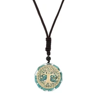 turquoise energy orgonite penadnt crystal and stone orgone meditation girl gift tree of life orgonite pendant
