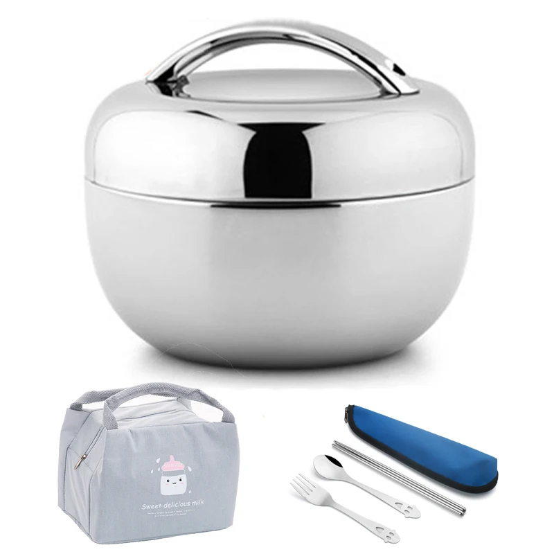 

Vacuum Thick Stainless Steel Food Storage Container Thermos Portable Picnic Bento Lunch Box Office Lunchbox Adult Dinnerware Set