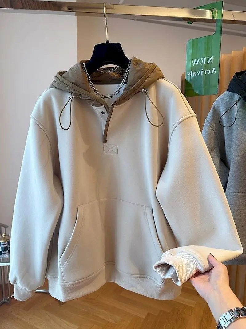Толстовка женская оверсайз Свободный Повседневный контрастный пуловер с