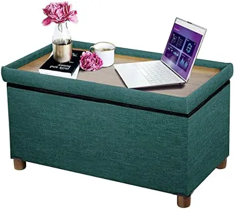 

Inches Storage Ottoman Bench, Storage Bench with Wooden Legs for Living Room Ottoman Foot Rest Removeable Lid for Bedroom End of