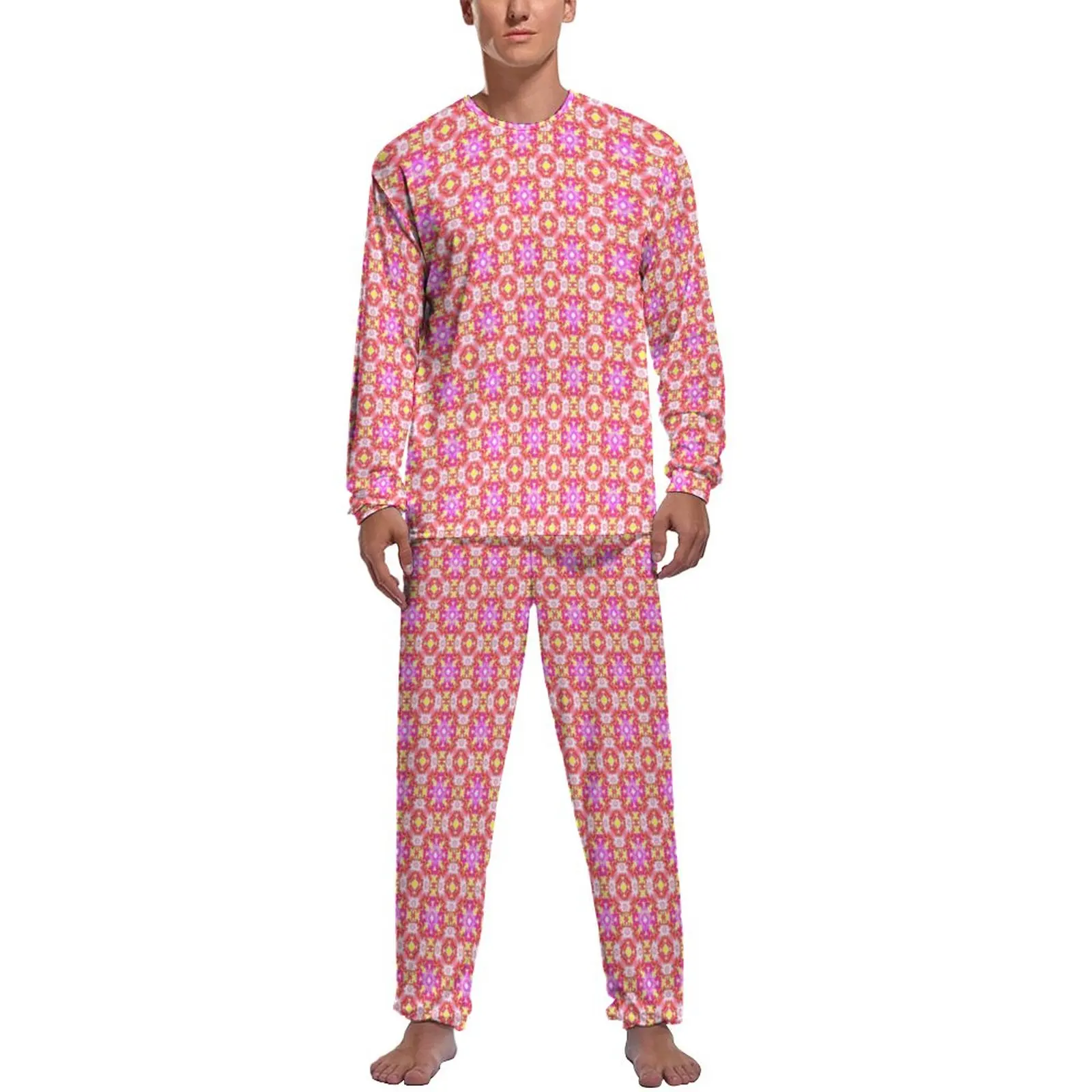 

Retro Daisy Pajamas Winter 2 Pieces Vintage Floral Print Romantic Pajama Sets Men Long-Sleeve Bedroom Design Sleepwear
