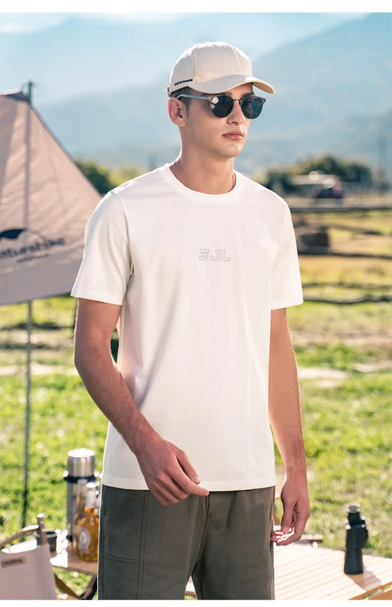 

Y0593 Summer letters embroidered round neck half -sleeved men's short -sleeved T-shirt