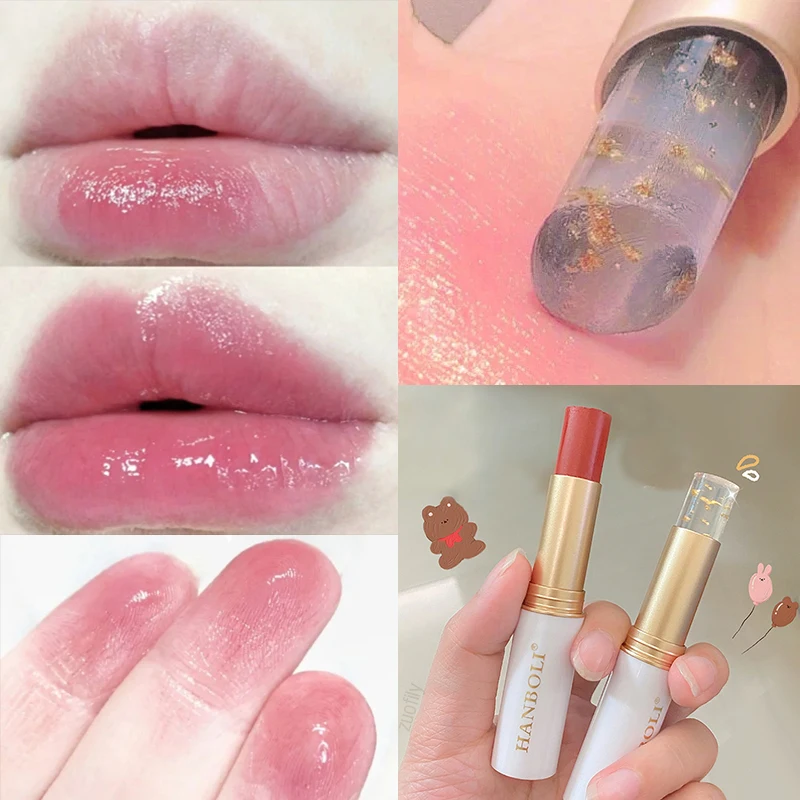 

Lip Balm Color Changing Moisturizing Gold Foil Lip Gloss Natural Lasting Carrot Lip Stick Glaze Lip Primer Makeup Lip Care Oil