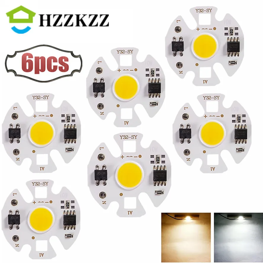 

220V 6Pcs Lampada Smart IC LED COB Chip 3W 5W 7W 9W Y32 For DIY LED Light Bulb Downlight Spotlight Need Not Lighting Transformer