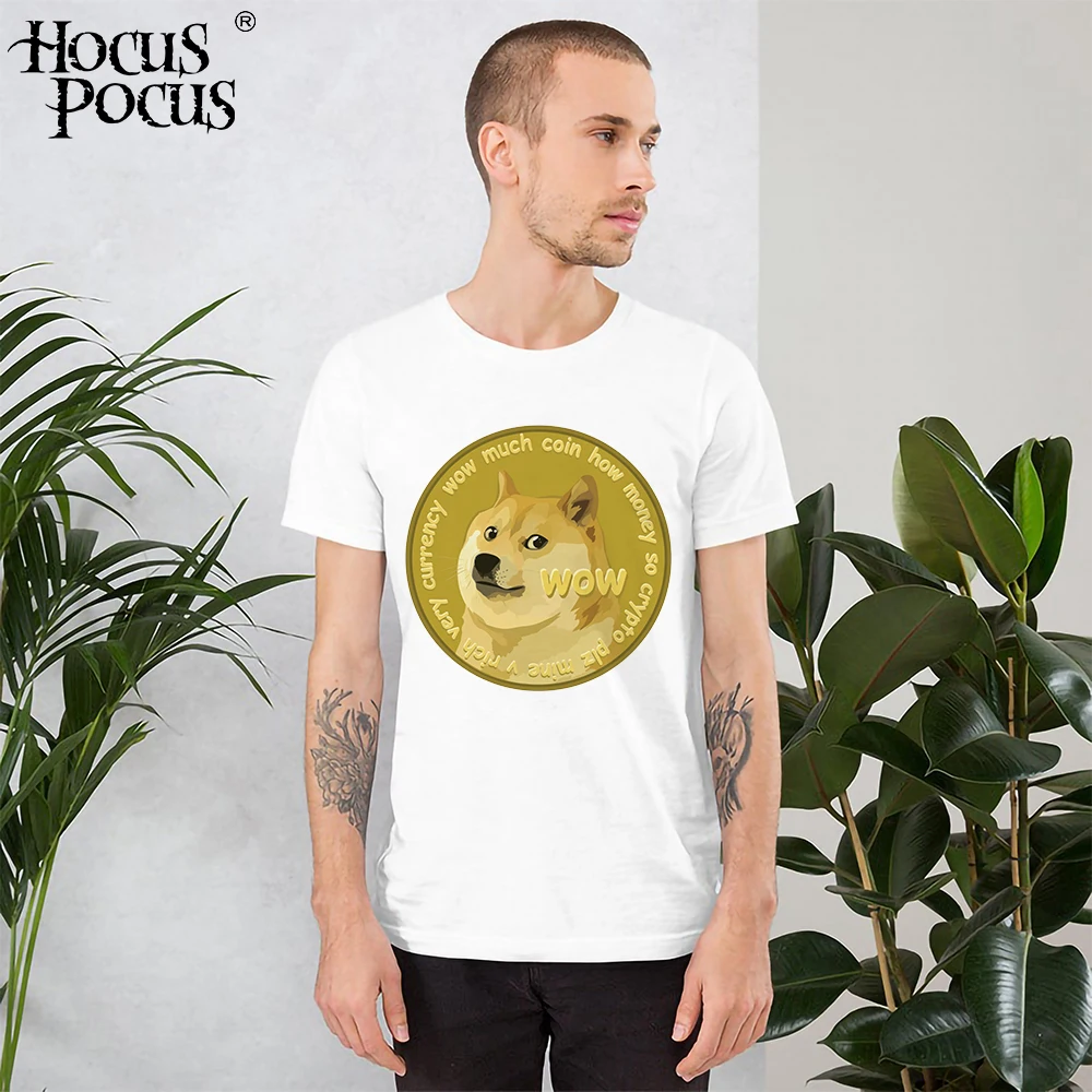 

Doge Coin T Shirts Man's Humorous T-Shirt Dogecoin poster sticker tshirt